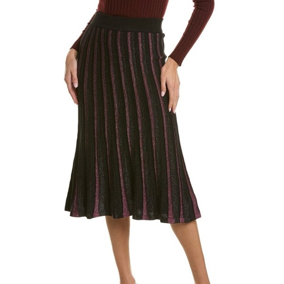 Nanette Lepore Sparkle Plaited Midi Sweater Skirt In Green and Purple, Size XL - Picture 1 of 14